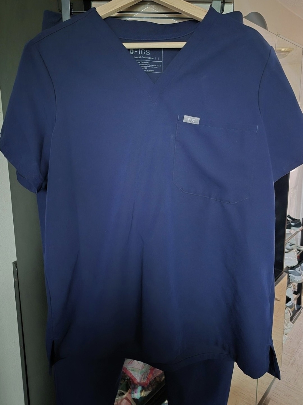 Figs Navy Catarina Scrub Top and Zamora Joggers